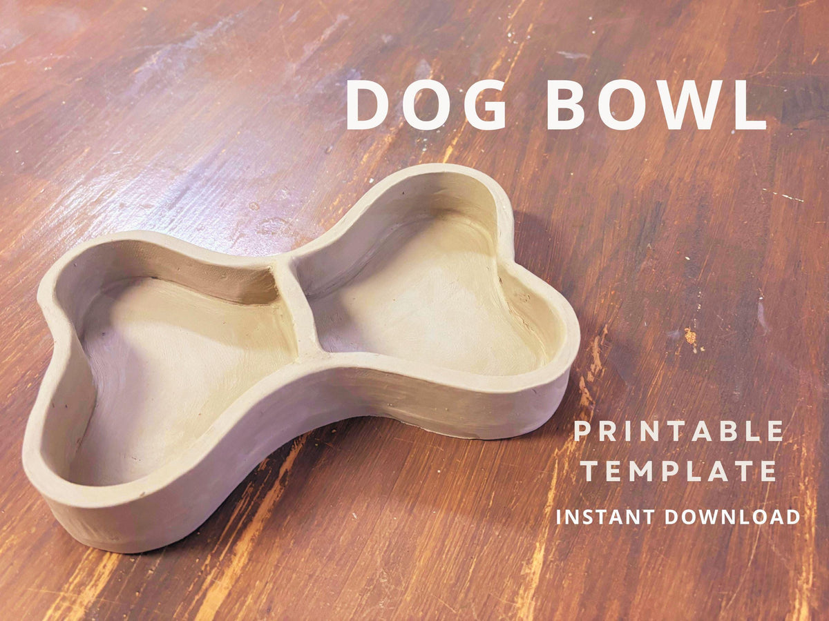 Dog food bowl pottery template, dog bowls, cat bowl, pet bowl slab building template, pet lover gift, gift for dog mom, new puppy gift,
