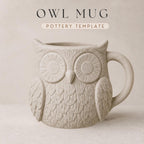 Owl Mug Template, Pottery Slab Pattern PDF Download For Large Mug
