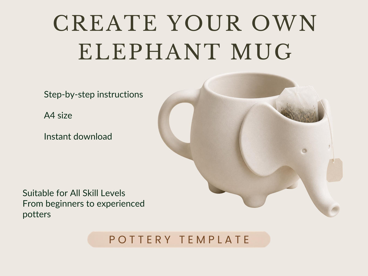 Elephant Mug with tea bag holder Pottery Template
