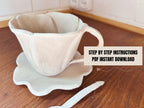 Flower Mug Pottery Template: Slab Building PDF Pattern
