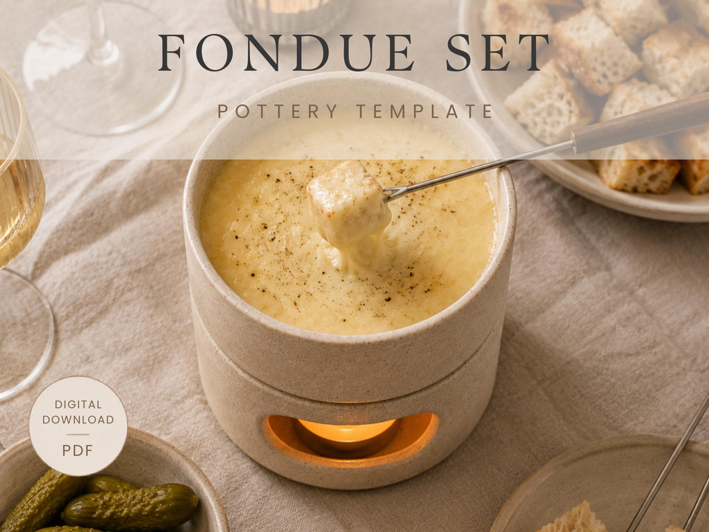 Candle warmer Pottery Template, Fondue set Slab Building (PDF Pattern)