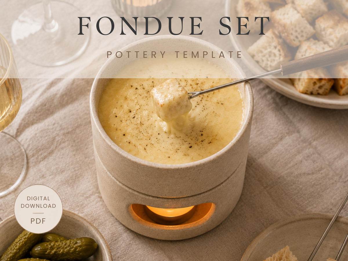 Candle warmer Pottery Template, Fondue set Slab Building (PDF Pattern)