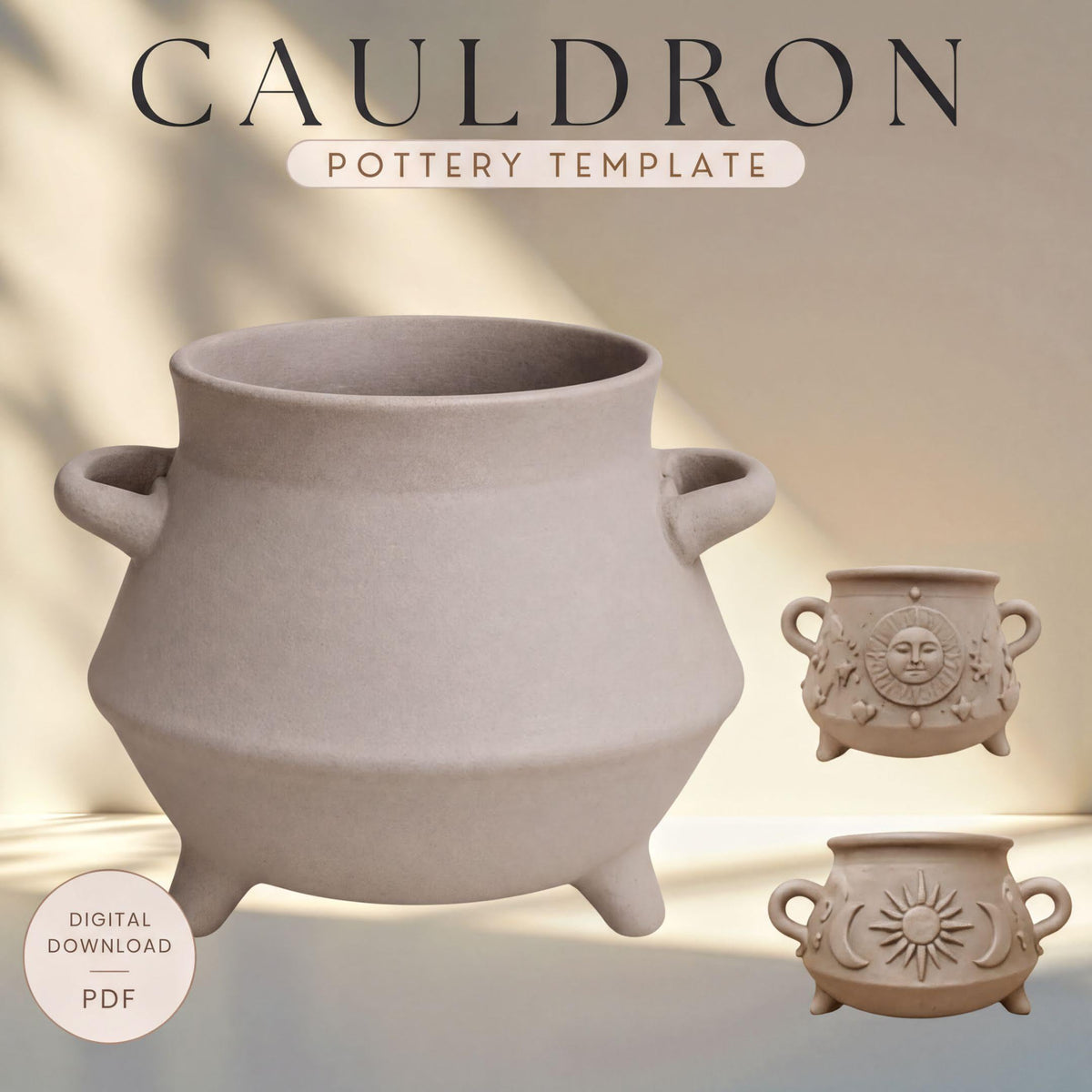 a pottery template for a Cauldron, which is a type of pottery used for casting spells or performing magical rituals.
