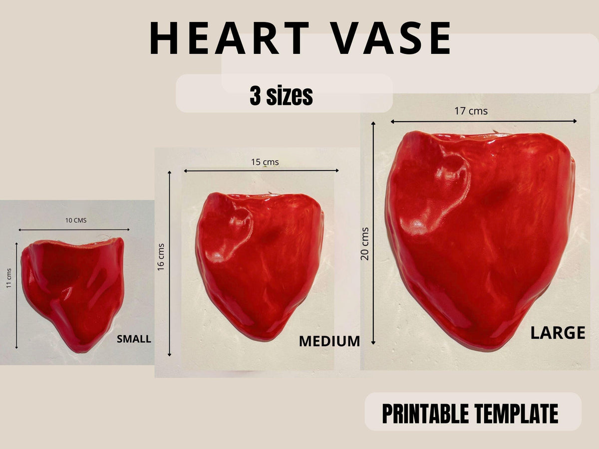 Printable pottery template for heart shaped wall vase. Heart Vase Pottery Template | Printable PDF Ceramic Wall Vase Pattern | DIY Slab Pottery Template | Handmade Wall Pocket Planter