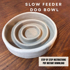 Slow Feeder Dog Bowl Pottery Template: Slab Building PDF Pattern