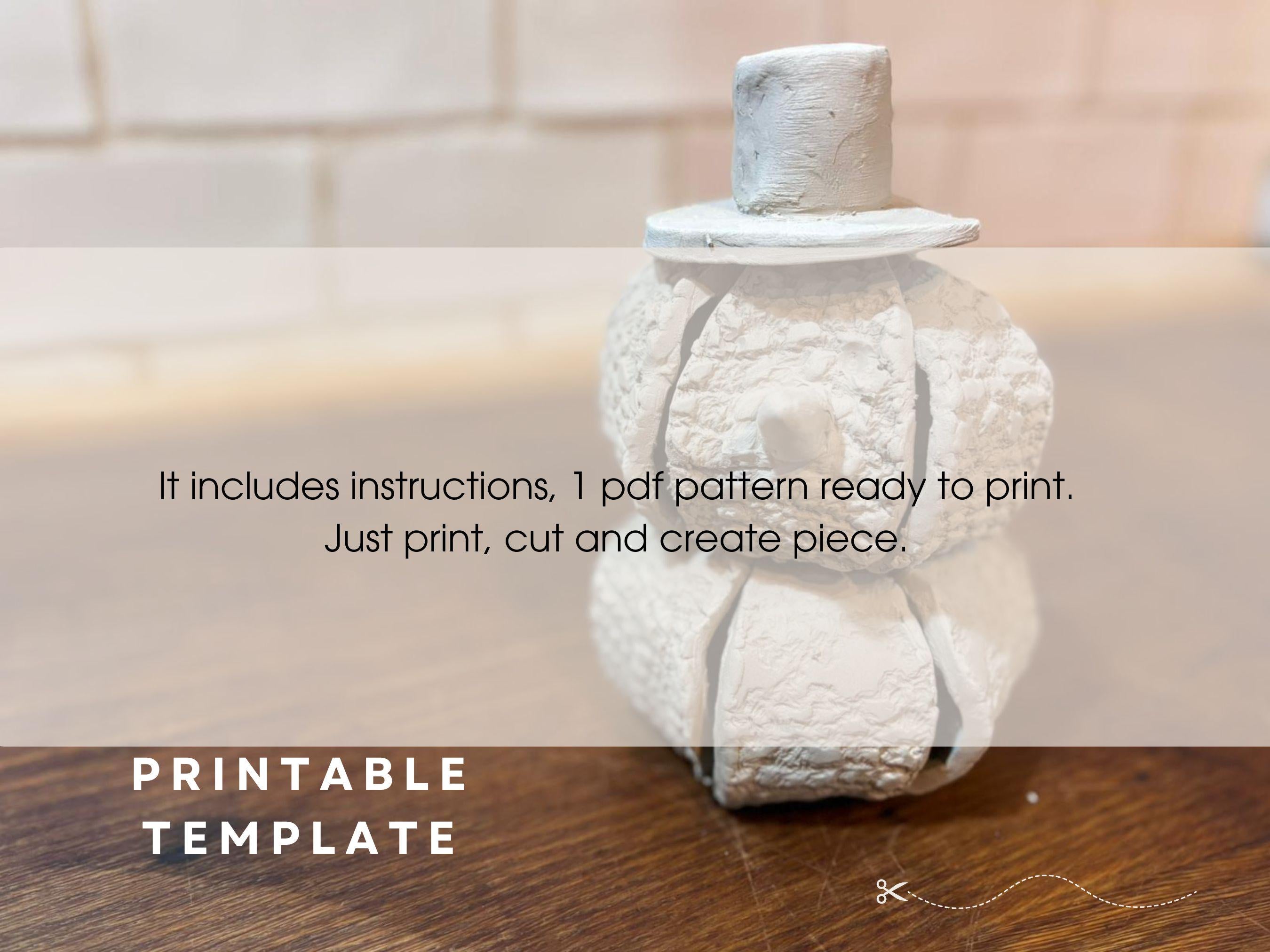 Snowman Pottery Template: Christmas Ceramic Ornaments Slab Building (PDF Pattern)