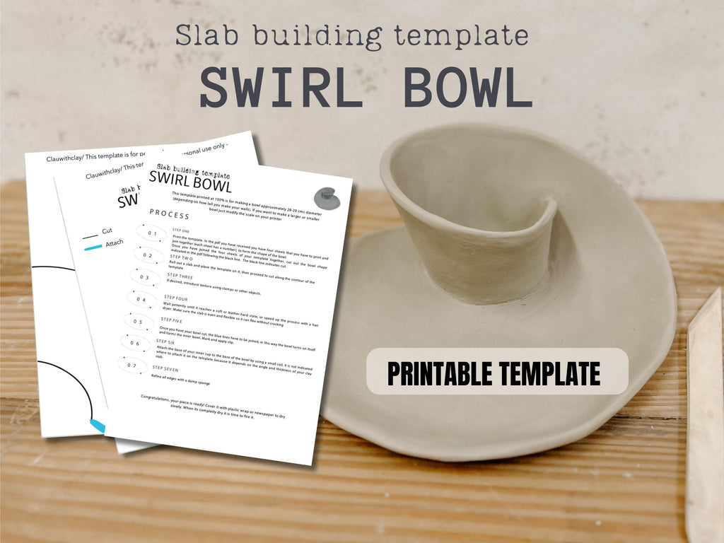 Pottery template for slab building a chips and Dip Bowl Template - DIY Ceramics Craft
