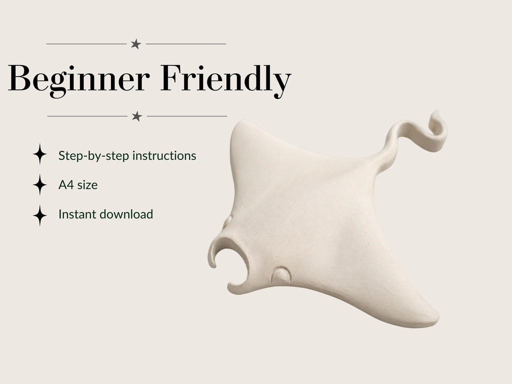 Manta Ray Pottery Template | Ceramic Slab Sculpture Pattern (Digital Download)