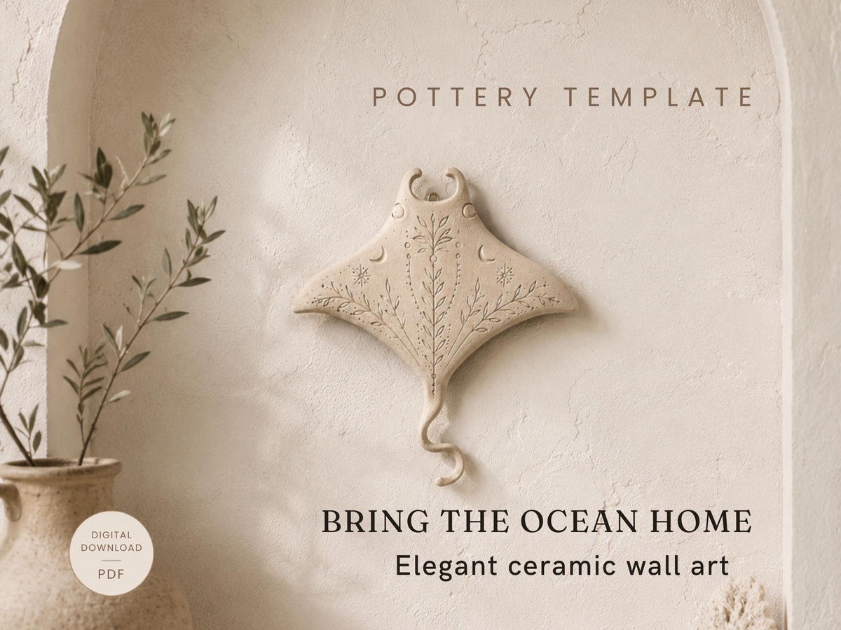 Manta Ray Pottery Template | Ceramic Slab Sculpture Pattern (Digital Download)