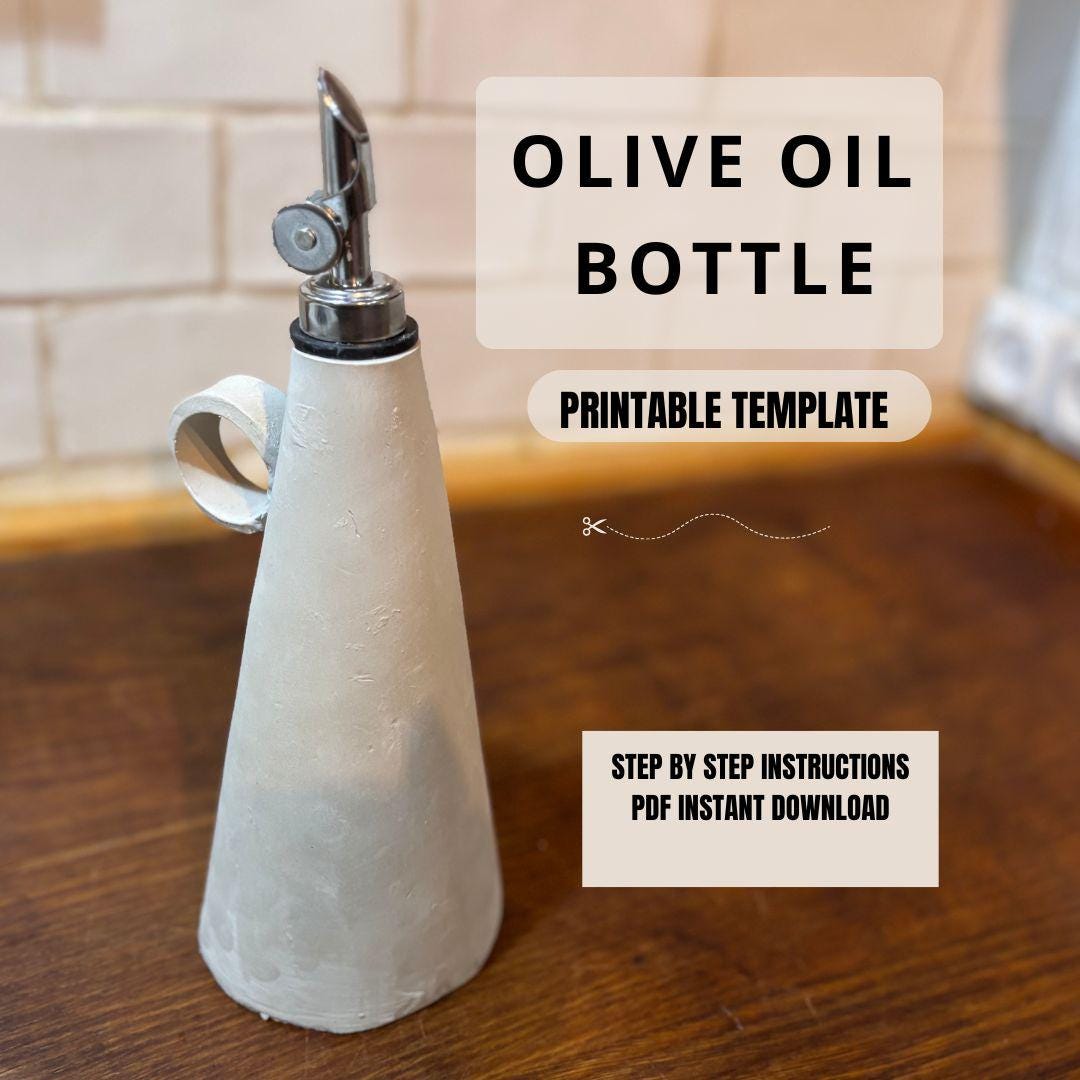Pottery Olive Oil Bottle Template: Slab Building PDF Pattern