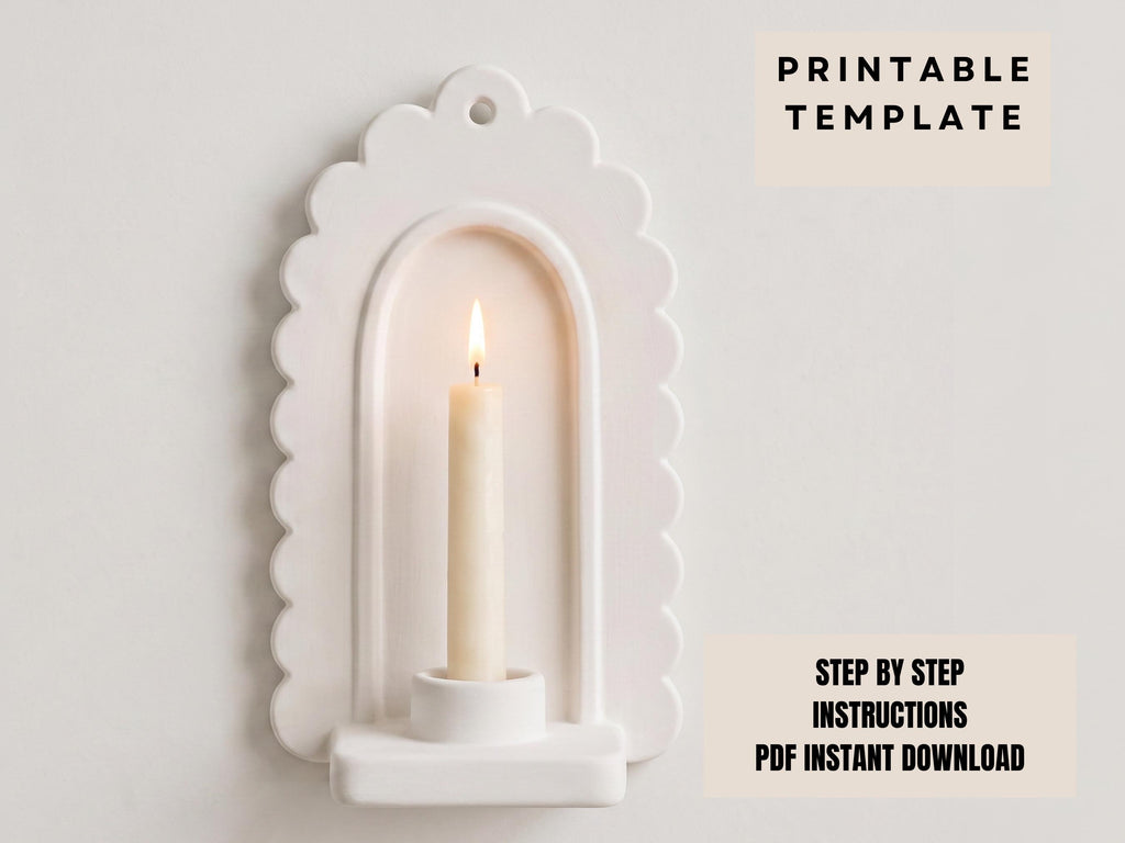 a white candle holder with a lit candle inside, set against a plain white background.