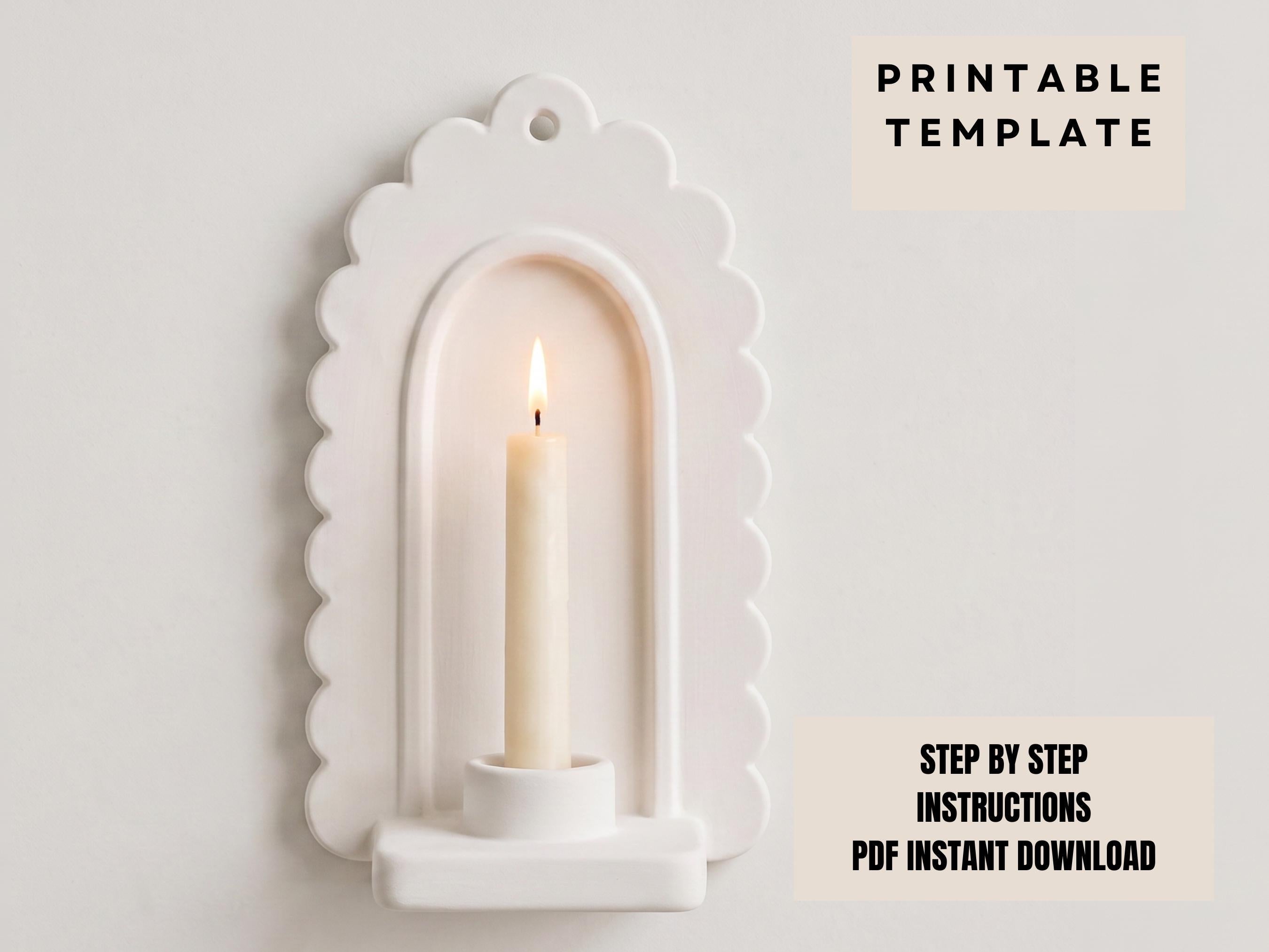 a white candle holder with a lit candle inside, set against a plain white background.