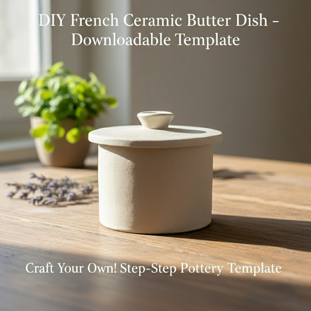 French Butter Dish Template ,  Printable Ceramic Pottery Pattern + Step by Step Instructions (PDF Download)