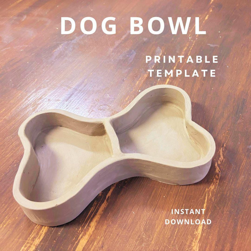 Dog food bowl pottery template, dog bowls, cat bowl, pet bowl slab building template, pet lover gift, gift for dog mom, new puppy gift,