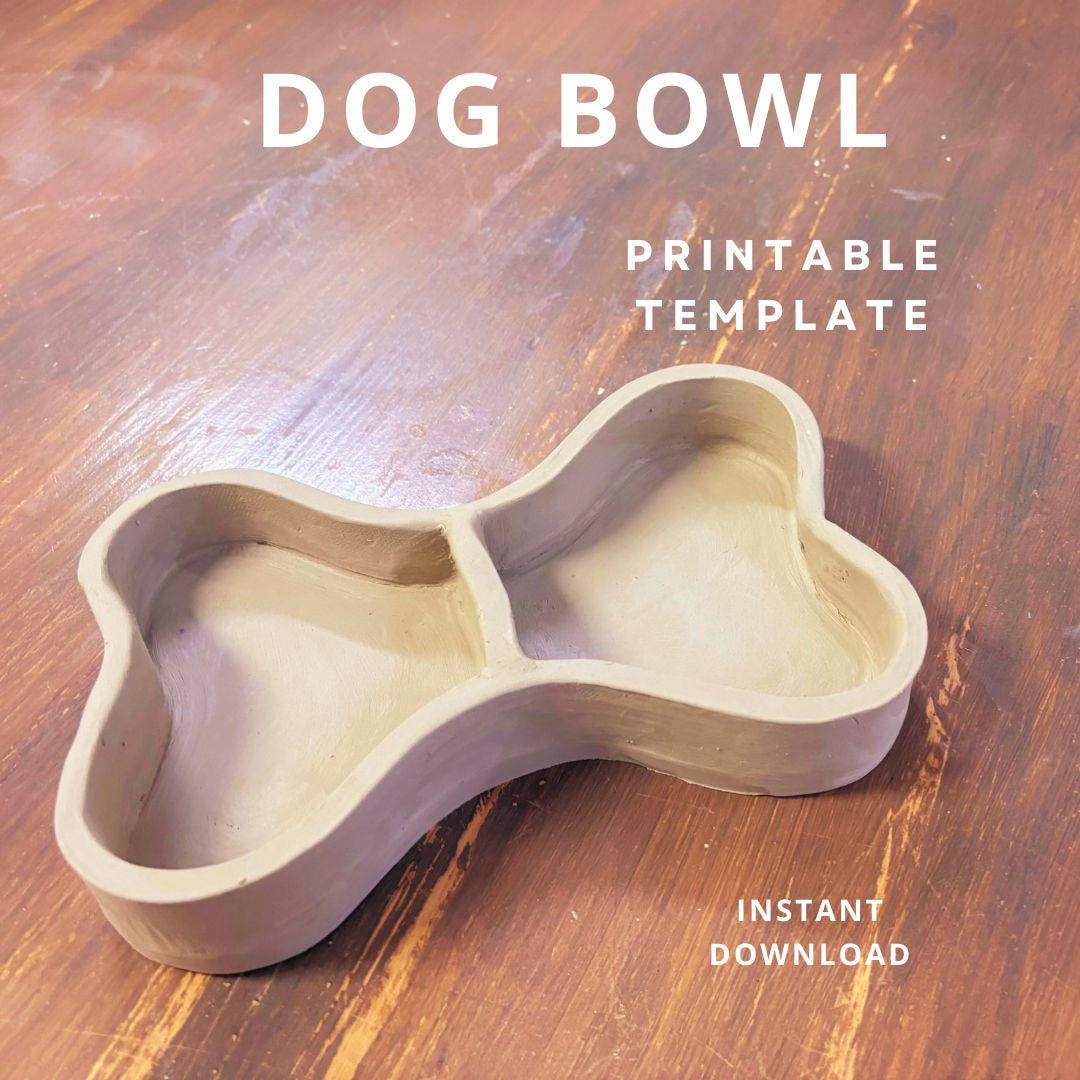 Dog food bowl pottery template, dog bowls, cat bowl, pet bowl slab building template, pet lover gift, gift for dog mom, new puppy gift,