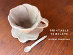 Flower Mug Pottery Template: Slab Building PDF Pattern