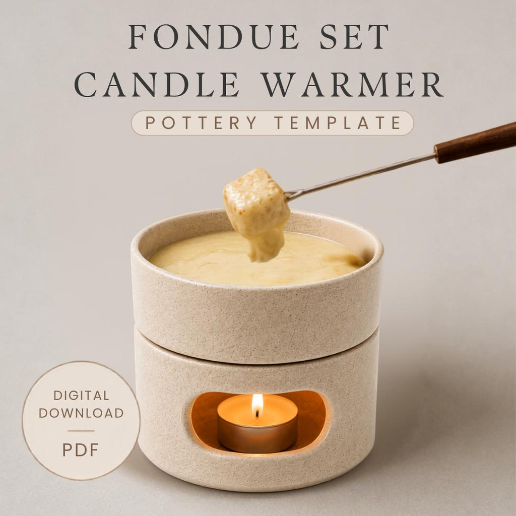 Candle warmer Pottery Template, Fondue set Slab Building (PDF Pattern)
