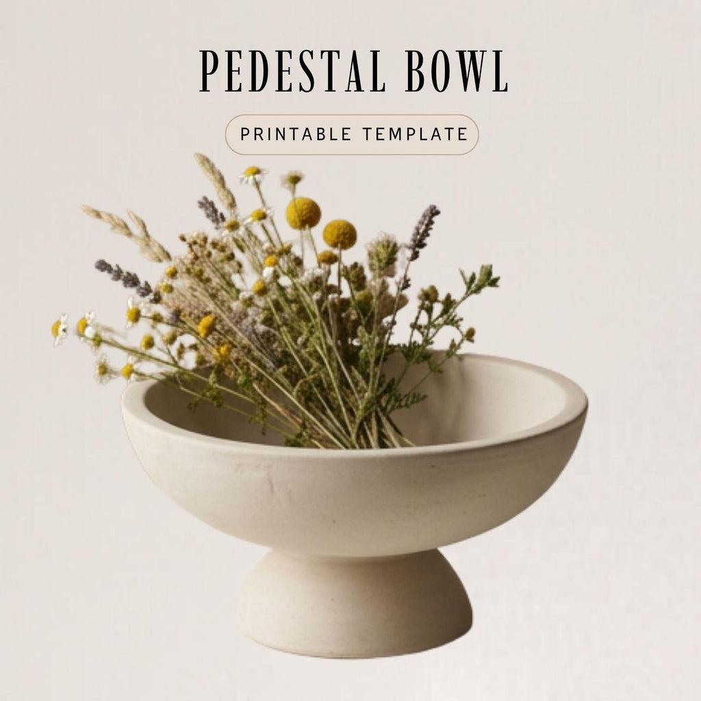 a white pedestal bowl filled with a variety of dried flowers and greenery, creating a visually appealing and natural display.
