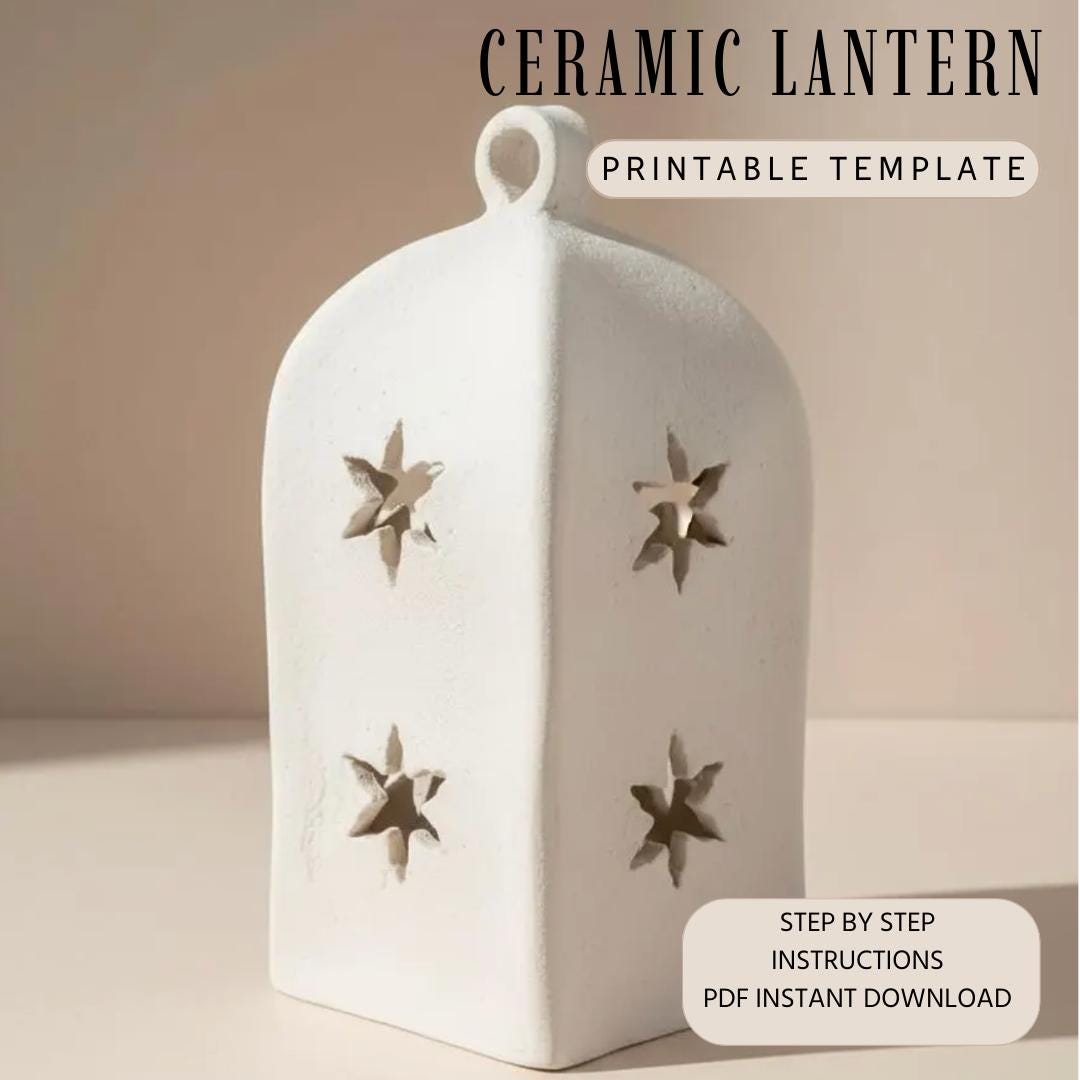 Ceramic Lantern Template – Moroccan Boho Pottery Slab Pattern PDF Download