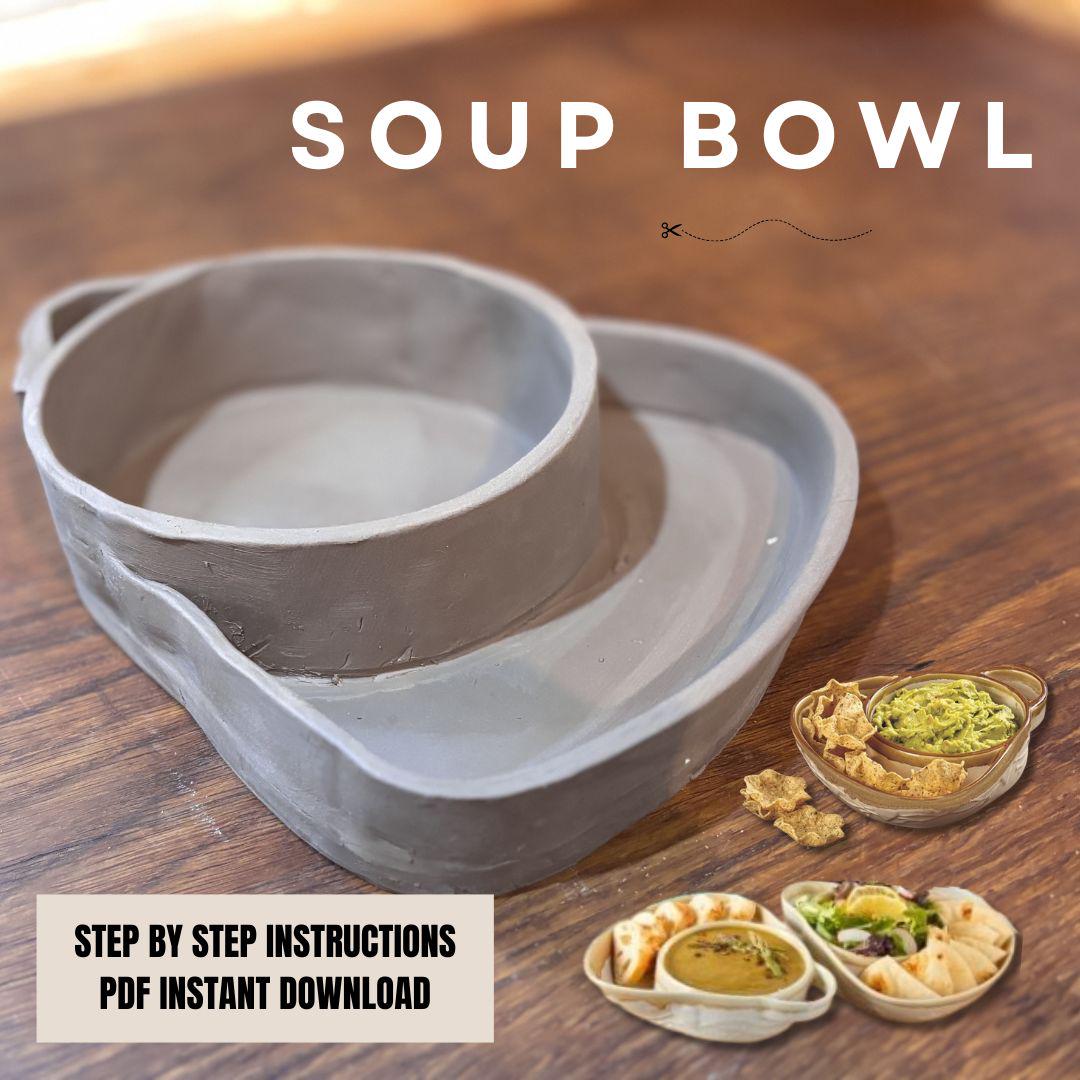 Pottery Bowl Template with Handle: Ceramic Slab Building Pattern (PDF Download)