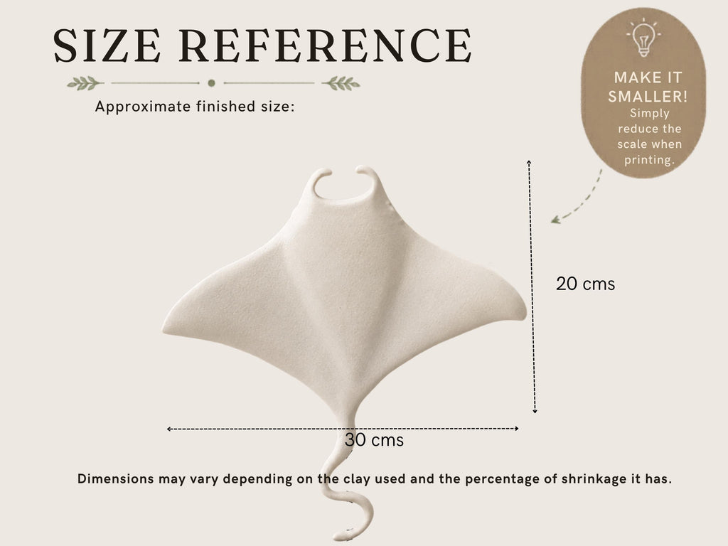 Manta Ray Pottery Template | Ceramic Slab Sculpture Pattern (Digital Download)