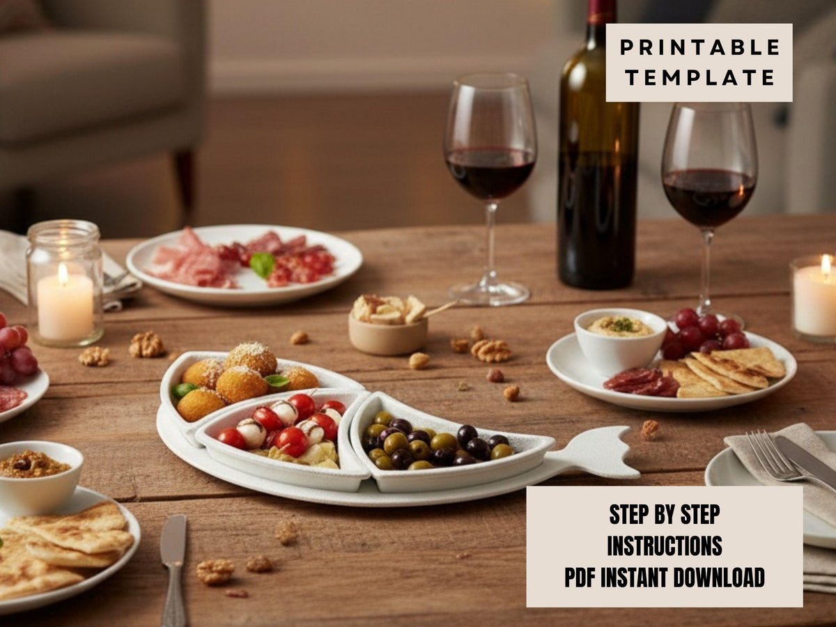 Snack tray Pottery Template: Slab Building Pattern (PDF)