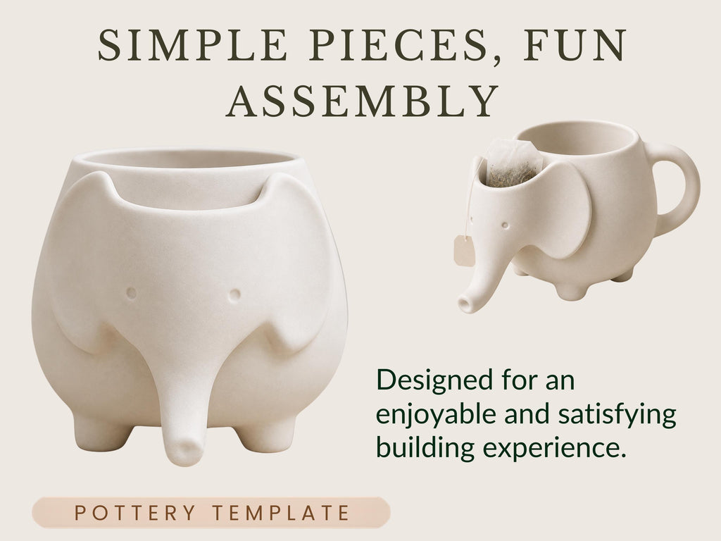 Elephant Mug with tea bag holder Pottery Template