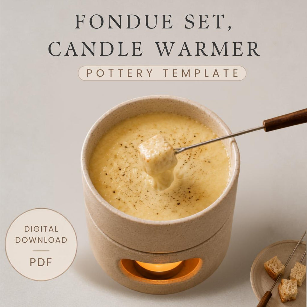 Candle warmer Pottery Template, Fondue set Slab Building (PDF Pattern)