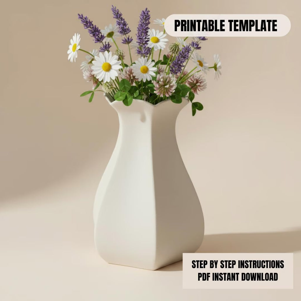 Tall Flower Vase Slab Building Template: DIY Pottery Pattern (PDF)