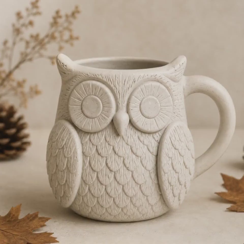 Owl Mug Template, Pottery Slab Pattern PDF Download For Large Mug